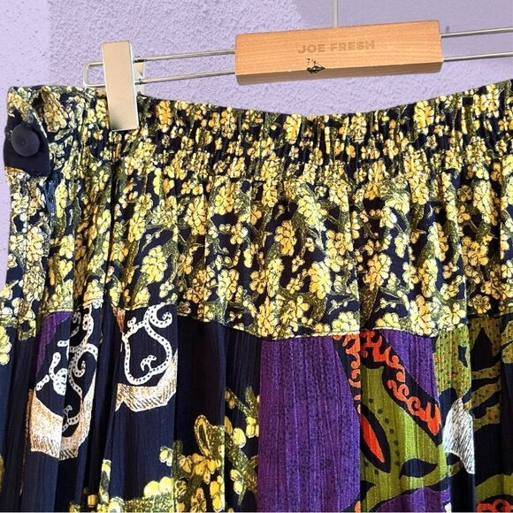 Vintage crinkle fabric midi skirt bold print - Picture 6 of 12